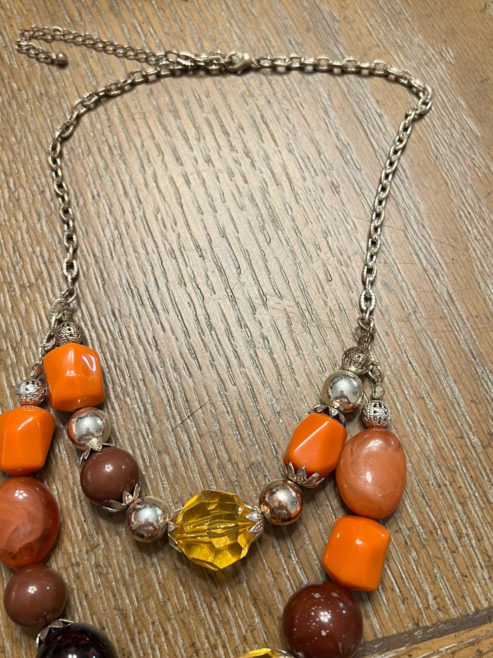 Women’s vintage Orange Beaded Statement Necklace - Unbranded